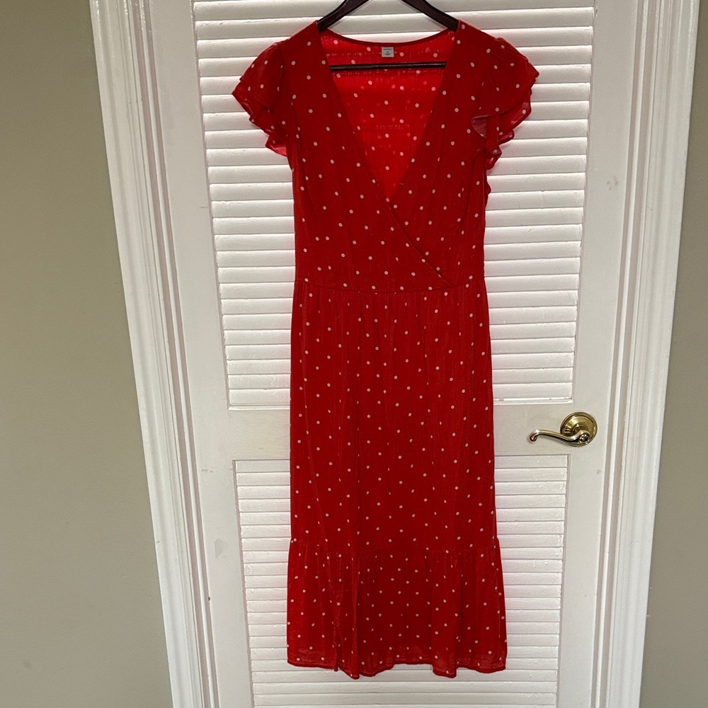 Old Navy Red Polka Dot Midi Dress